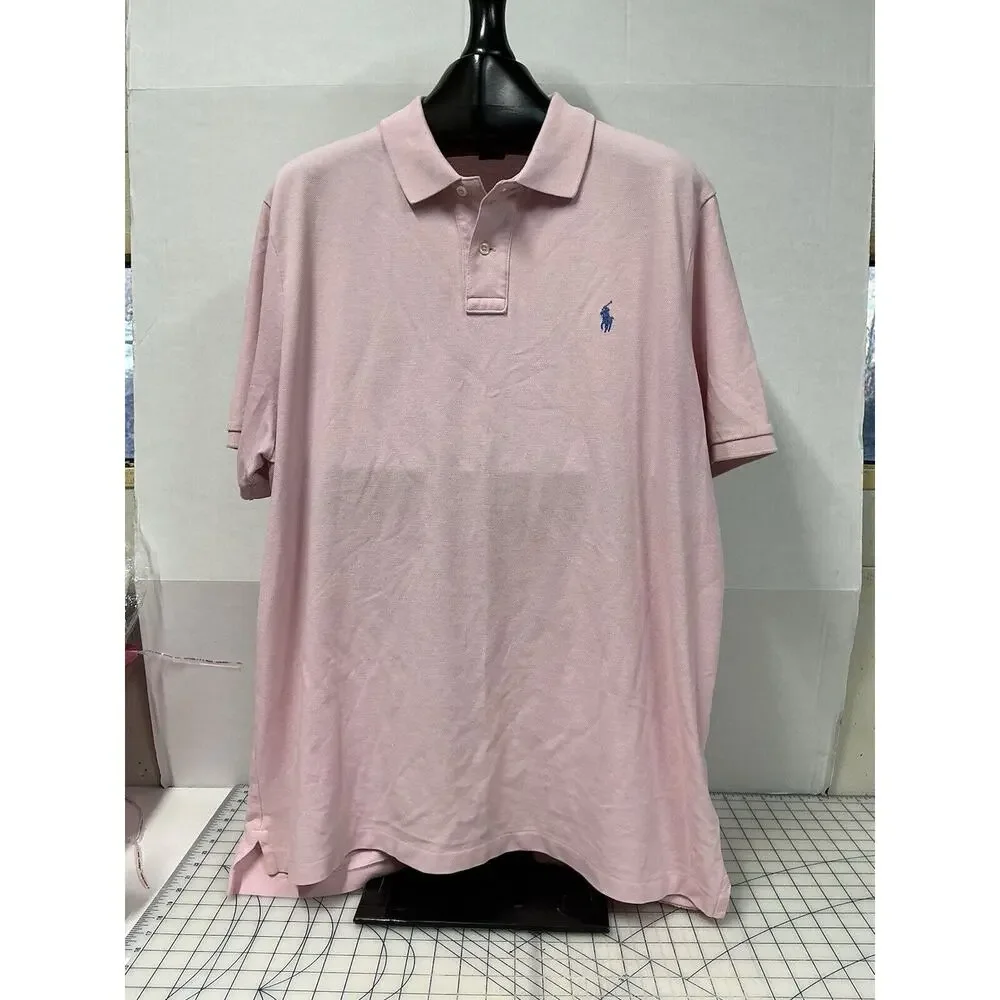 Ralph Lauren Men's Classic Short Sleeve Polo Shirt Pink XL‎ Embroidered